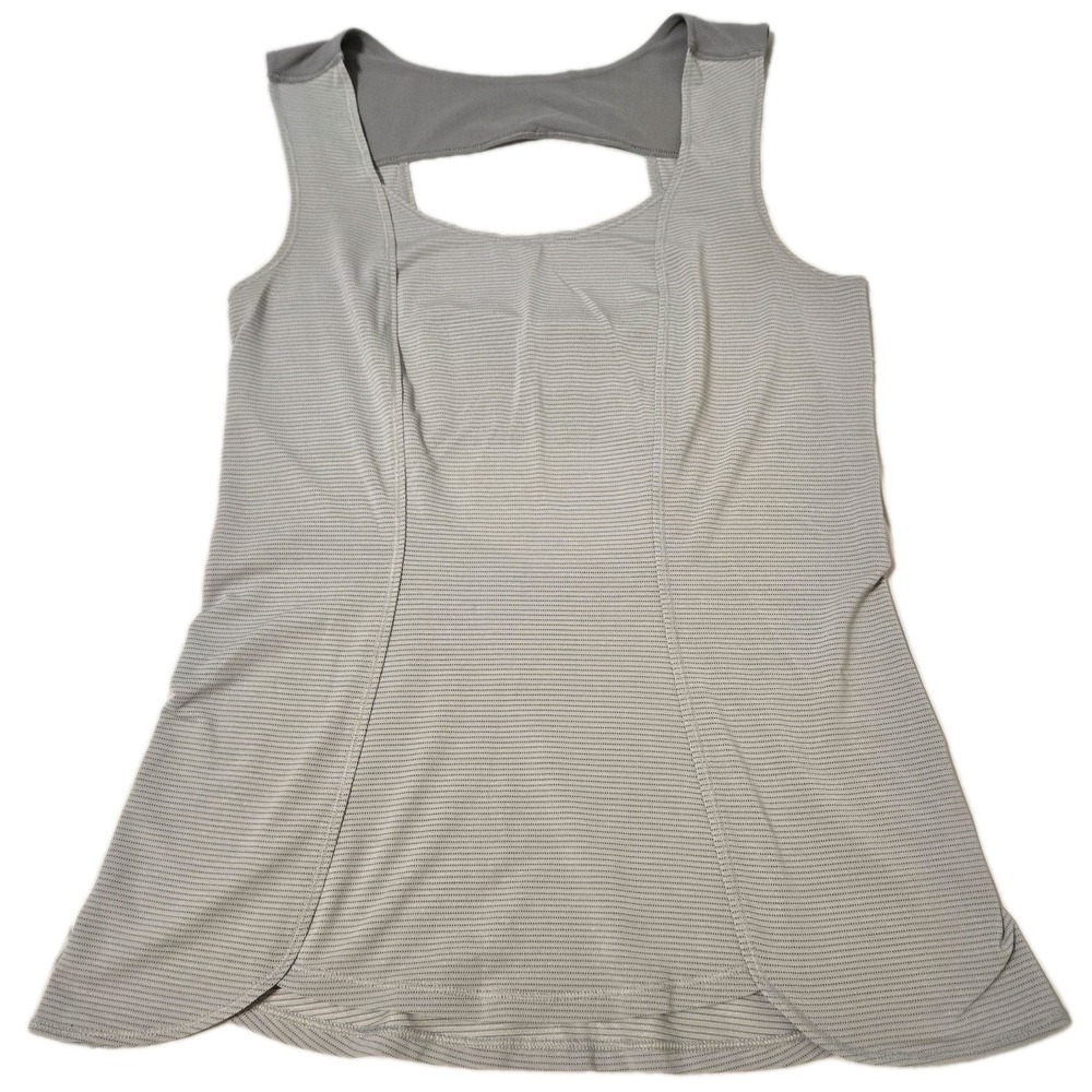 Lululemon Women's Run Righteous Tank Top Light Grey Open Back Wide Stripe